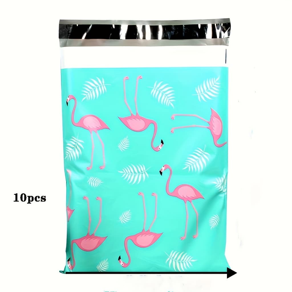 TEMU 10-pack Flamingo Poly Mailers 10x13 - Self-sealing Shipping Bags, Pp Material, Skate Wheels Transport Sacks