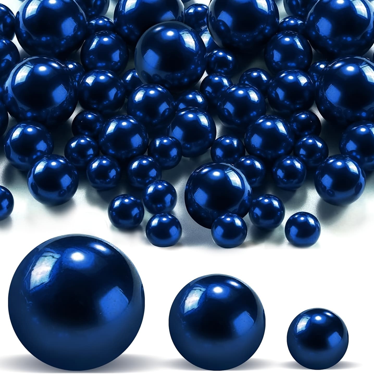 TEMU 555pcs Navy For - 5mm, 5/8 Inch (0.625") & 16mm Large Beads, No-hole Diy Wedding, Birthday, Party Decorations, Table Centerpieces, Bulk Pearls For Vase Bead Chains & Decorative Arrangements