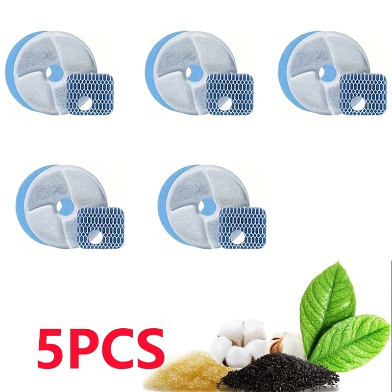 TEMU 5pcs Compatible For Wf120/wf040/wf160 Activated Carbon Water Dispenser Filter Refills - Pet Watering System With Replacement Filters, Drinking Water For Cats, For Watering Machine