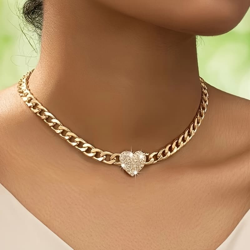 TEMU 1 Vintage Fashion Heart Necklace, Suitable For Women' Wear