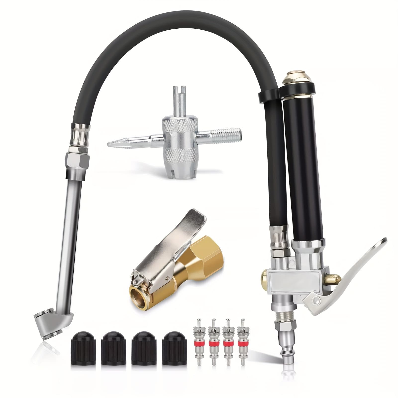 TEMU Tire Inflator With Pressure Gauge, 10-120 Psi Dual Head & Pressure Gauge, For Trucks, Rvs, Motorcycles, Bicycles, Cars