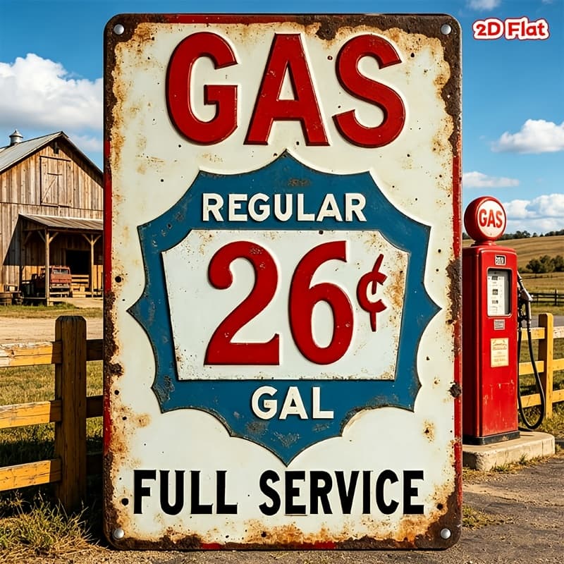 TEMU 2d Flat Vintage Gas 26€ Gal Wood Sign, 7.87x5.9 Inch Retro Gas Station Wall Decor, Rustic Garage Man Cave Plaque