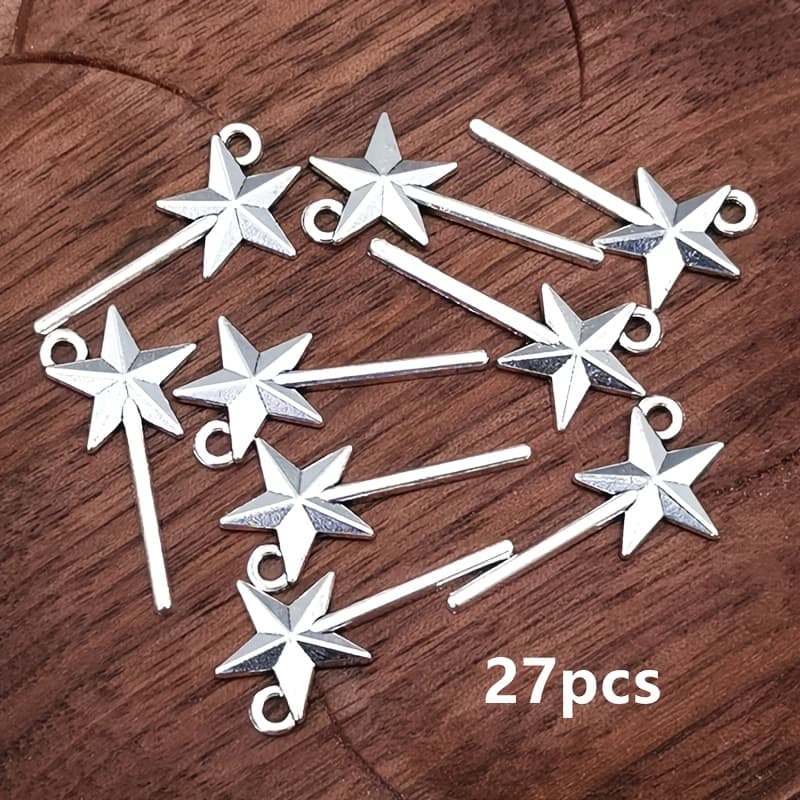 TEMU 27pcs Of Fairy Pentagram Charm Pendants, Bohemian Style Jewelry Additions, Handmade Jewelry Making Bracelet Necklace Earring Components 13*25mm