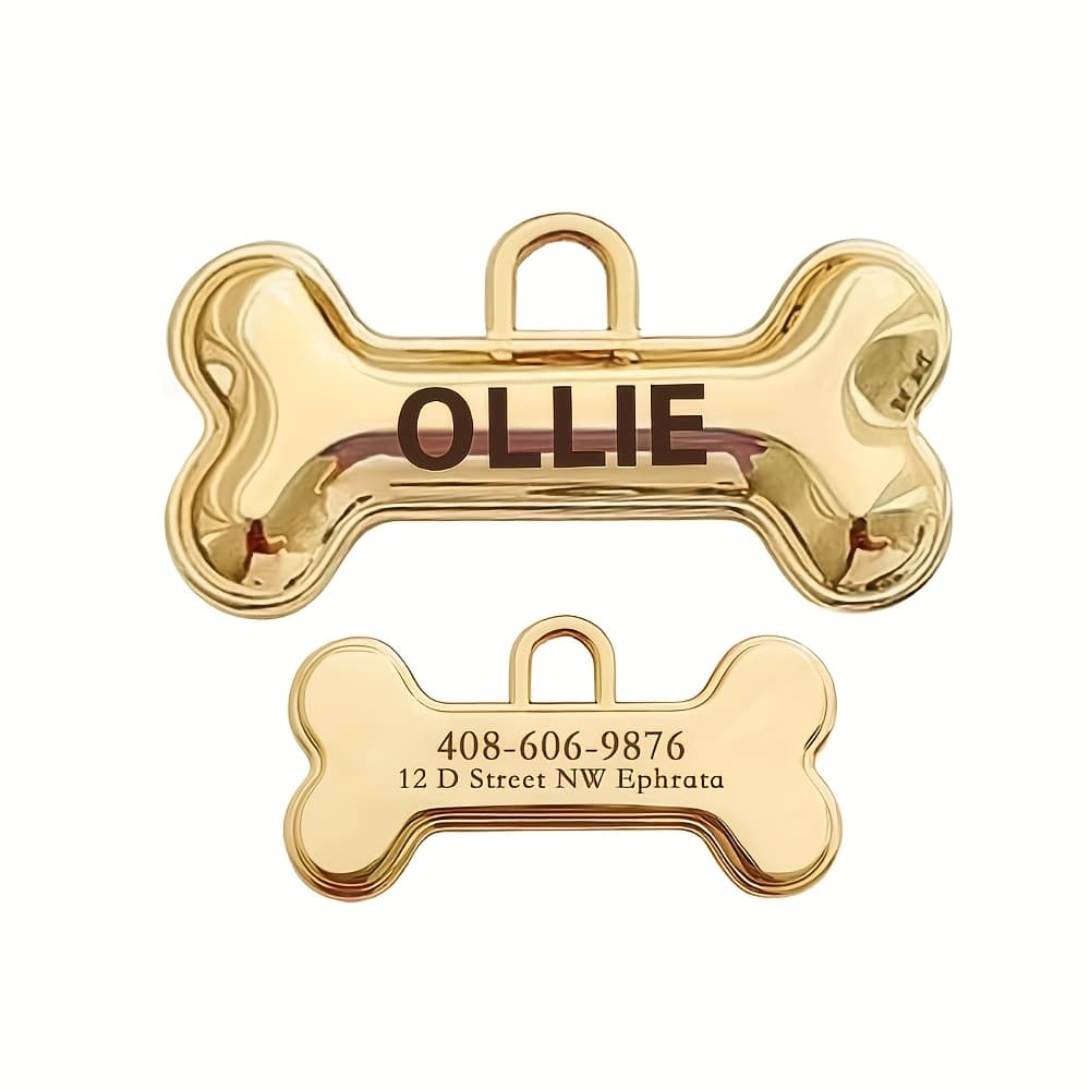 TEMU 1pc Personalized Laser-engravable 3d Bone-shaped Dog Id Tag With Name, Address & Phone - Pet License Tag Suitable For Collars, Parties, Weddings, Birthdays - Laser Etching Service