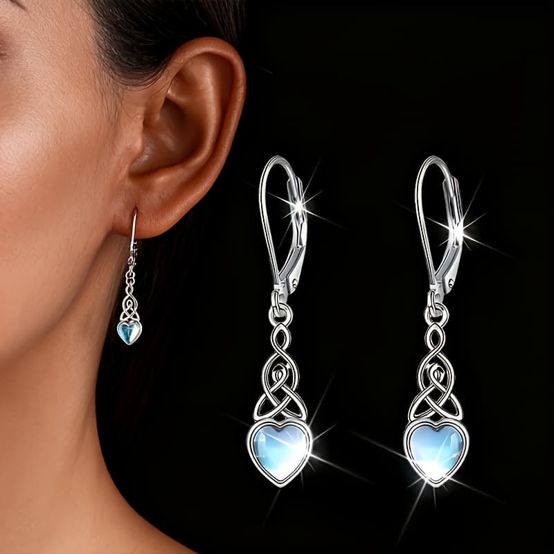 TEMU 1 Pair Heart-shaped Drop Earrings, Fashionable And Minimalist Women's Knot Earrings, Hypoallergenic, Suitable For Daily Commuting And Evening Parties; Jewelry Gift For Mother, Wife, Girlfriend