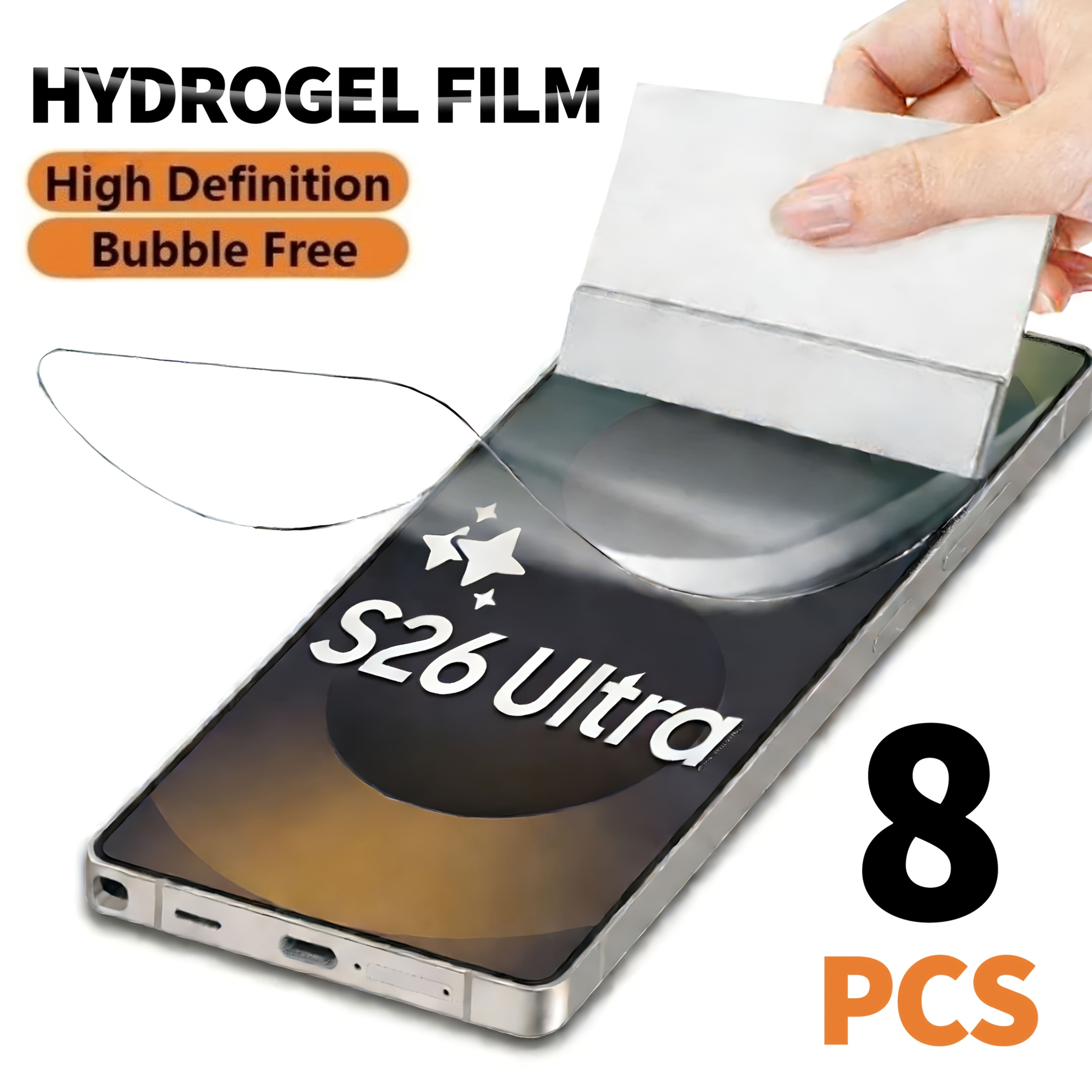 TEMU 8pcs Ultra Hd Hydrogel Film For Galaxy S26 Ultra S25 Edge S24 S23 Fe S22 Ultra S21 S20 Fe S10 S10+ S9 Full Cover Screen Protector