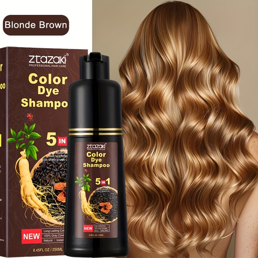 TEMU Ginseng Hair Dye Shampoo Contains Ginseng, , And He Wu (polygonum Multiflorum) To And Instantly Cover Gray Hair. Gentle, Non-irritating, And -free, Suitable For All Hair Types