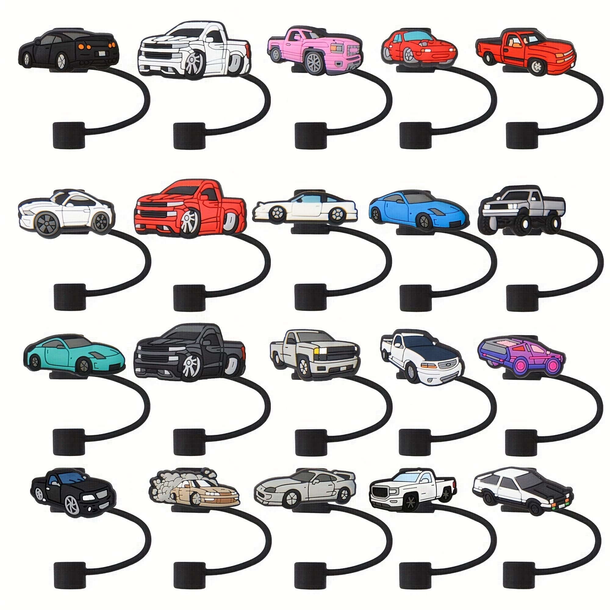 TEMU 20pcs Lovely Truck Straw Toppers Cute Retro Car Straw Cover Colorful Sports Car Straw For Men Women Straws Topper