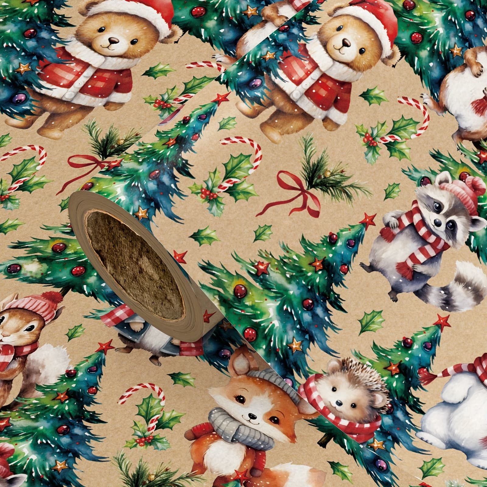 TEMU 1 Roll Thick Tear-resistant Christmas Wrapping Paper With Bear, - Large Roll 17" X 16.4' Suitable For Kids' Gifts, Secret Santa, Winter Parties, Holiday Decorations - Durable Paper For