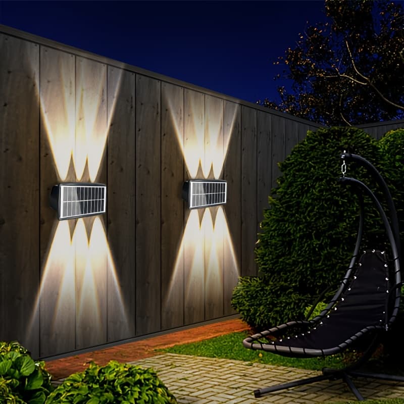 TEMU Solar Wall Light Outdoor Washable Lamp For Courtyard, Villa Exterior Walls, Balcony, Fence, And Decoration - Led 6-light Wall Sconce