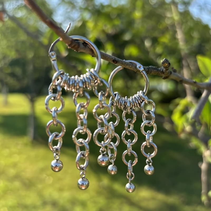 TEMU Y2k 304 Stainless Steel Drop Chain Hoop Earrings Gift Wrap