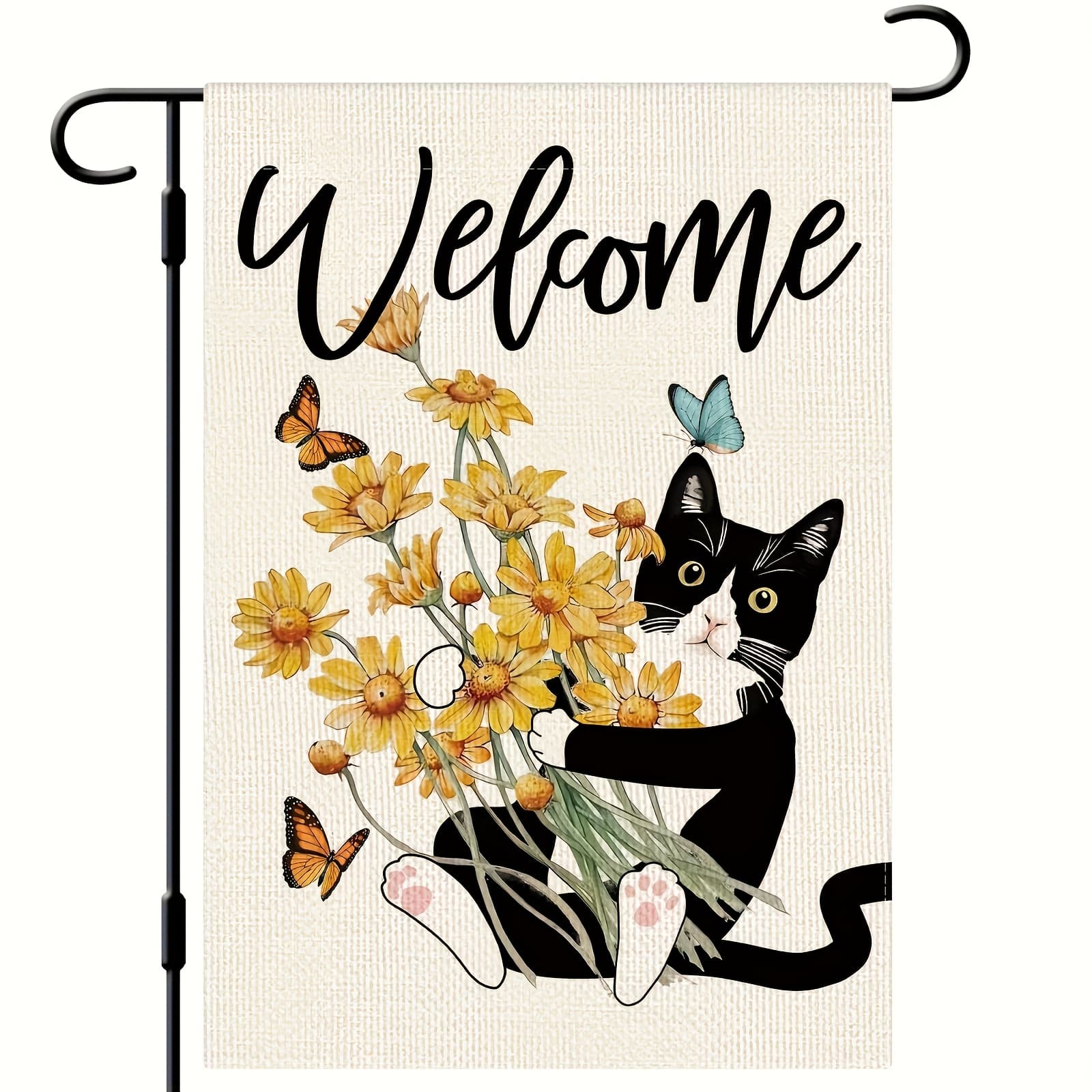 TEMU 12x18 Inch Double Sided Vertical Spring& Garden Flag | Farmhouse Outdoor Decor, Floral Welcome Flag For Garden Use, Polyester Material