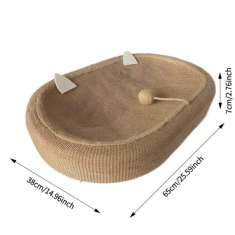 TEMU 1pc 23.62inch Extra Large Cat Scratching Board, Made Of Woven Fiber, Durable And Non-shedding Oval Design, Combines Cat Bed And Large Scratching Board