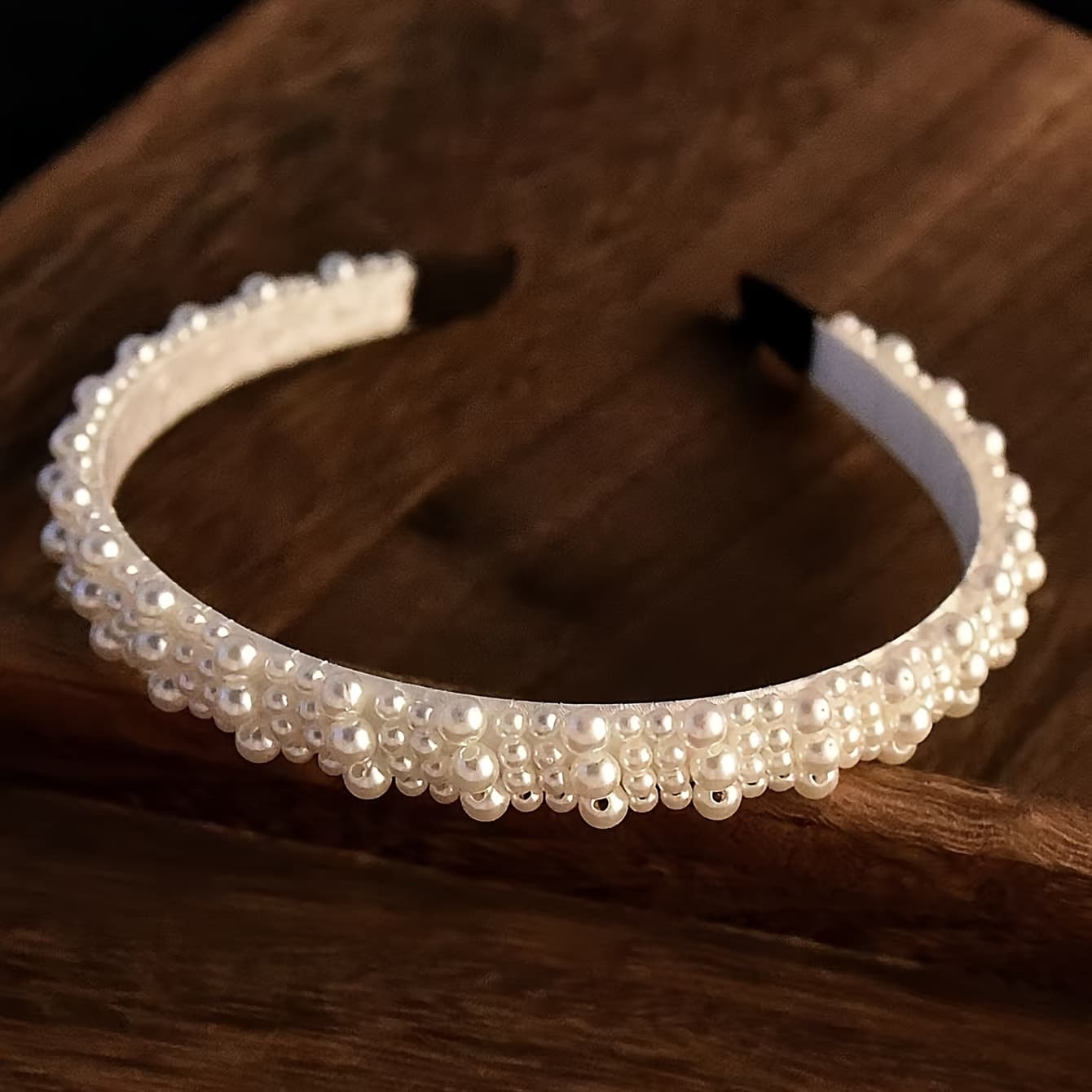 TEMU High-end Korean-style Pearl Woven Headband Beautiful Hair Additions Bridal Headdress Versatile Hair Additions, Suitable For Wedding Daily Parties