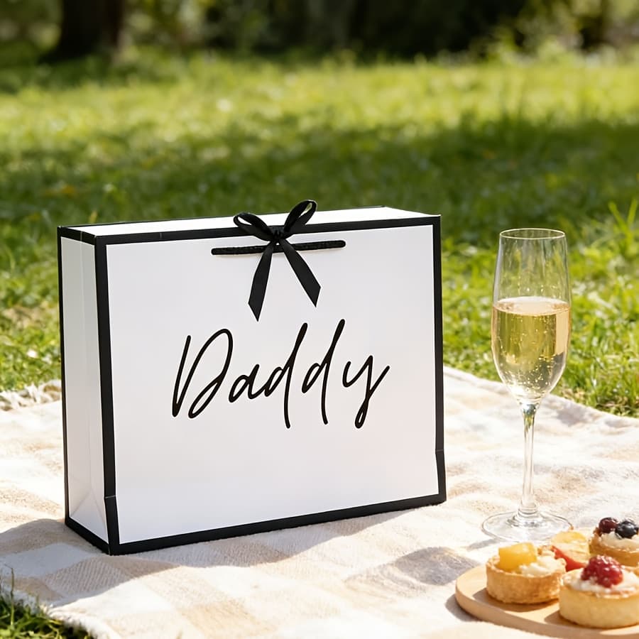 TEMU Gift For Her/him 1 "daddy" Gift Bag, Lightweight Foldable Shopping Gift Bag, With Handle Rope Reusable Shopping Bag, Classic Father's Day Gift Bag, Birthday And Thank You Event Gift Storage Bag