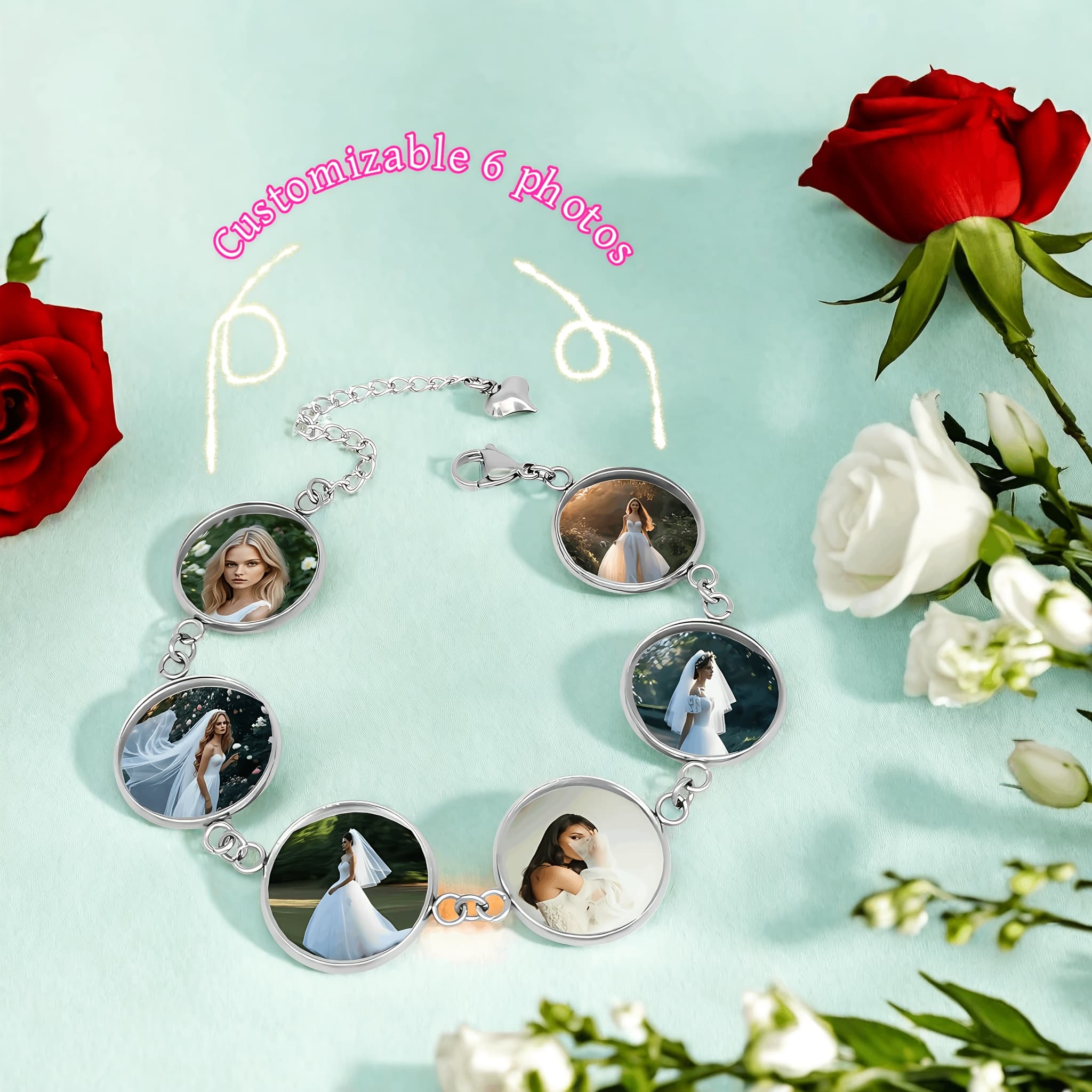 TEMU Customized 6 Photo Bracelet, Simple And Fashionable Style, Suitable For Men And Women. Valentine's Day, Birthdays, Anniversaries, Gifts For , Christmas And High-end Home Gifts, Making It A Gift.
