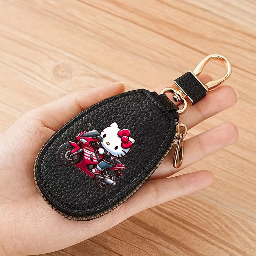 TEMU 1pc Random Style Hello Kitty Cartoon Pattern Simple Compact Key Organizer Pouch, Large Capacity Keychain Storage Bag, Zipper Key/card Pouch 2-in-1 Car Key Organizer