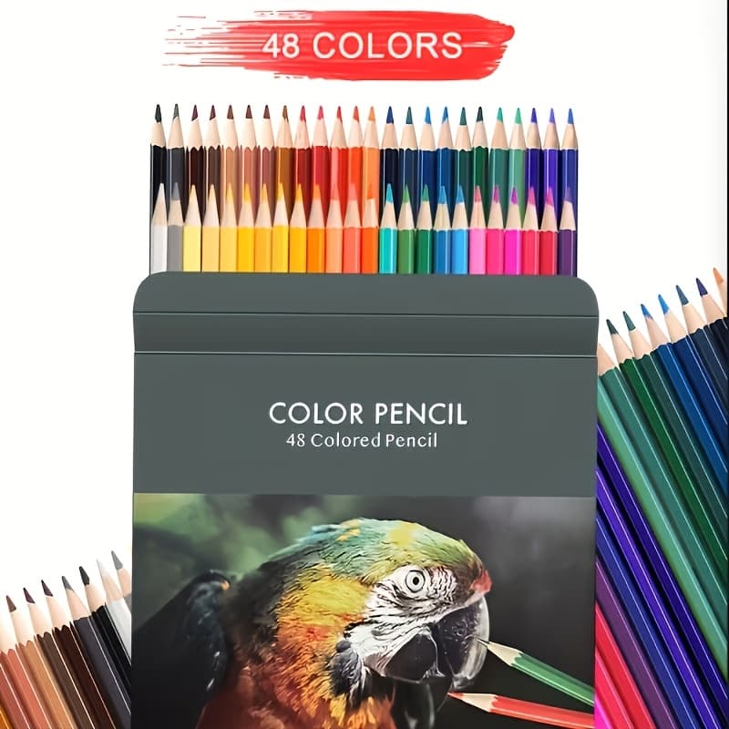 TEMU 48- Colored Pencils Set With , Sketch Wooden Pencils, School Drawing Supplies For Students Ideal For Sketching, Illustrations, , Blending And Shading