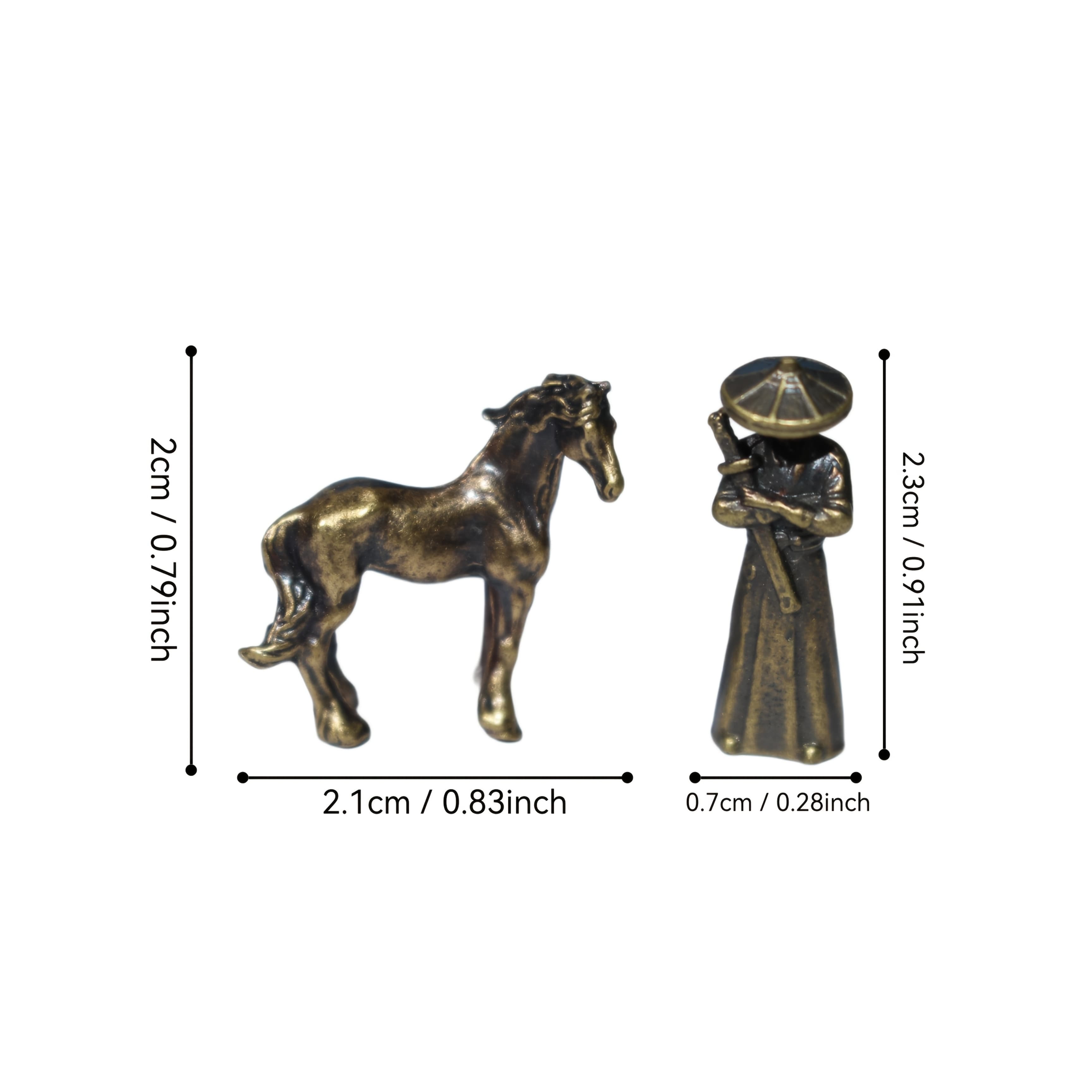 TEMU 2pcs Set Of Knight And Horse Miniature Figurines, Chinese Style Alloy Statues For Micro Landscape Decor, Perfect New Year Or Christmas Gift
