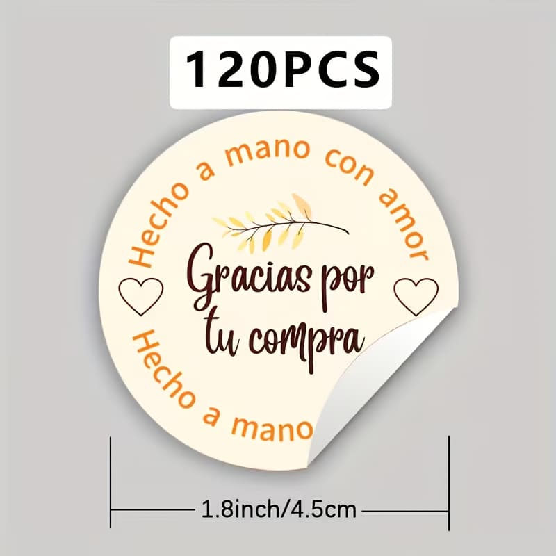 TEMU 60/120 Spanish "" Round Stickers | Handmade, 1.77-inch Paper Labels, Heart-made, Warm Artistic, Gift Sealing Decorations