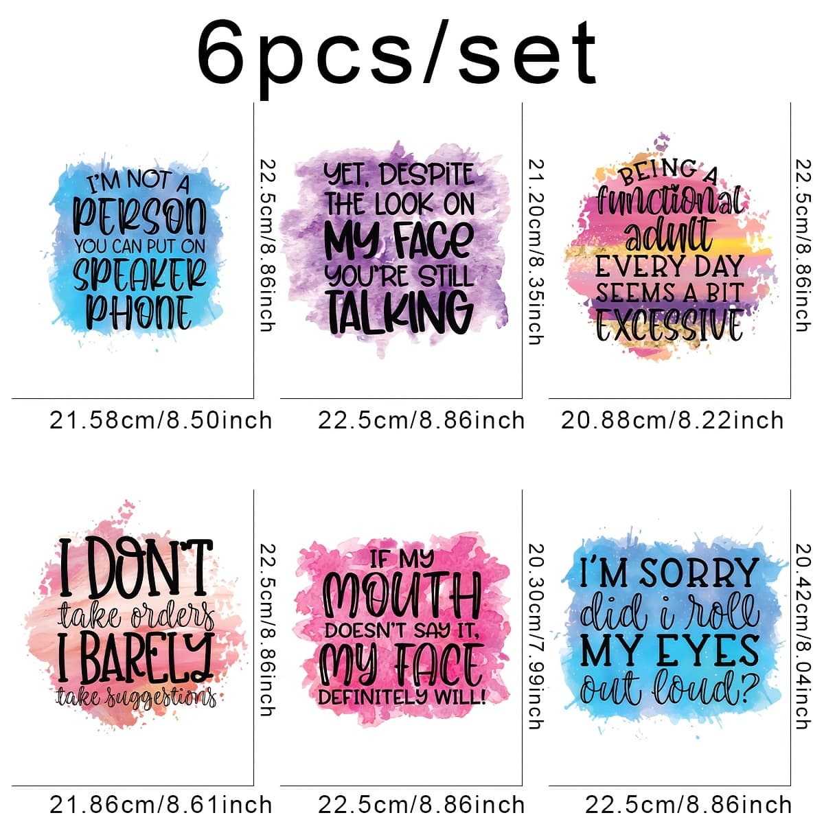 TEMU 6pcs/set Funny Sarcastic Diy Iron On Dtf Transfers Stickers Washable Heat Transfer Designs Decals Patch For T- Jeans Backpack