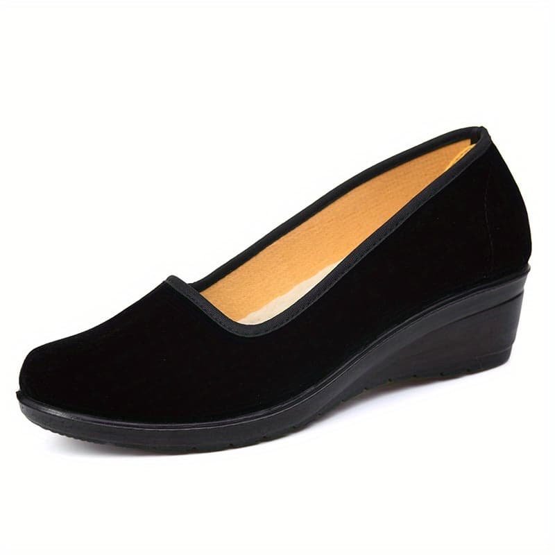 TEMU Women's Round-toe Mid-heel High Heels | Slip-on, Non-slip, Fabric Upper, Sole, Suitable For Commuting And Office Wear, Comfortable For Long Standing, Women Shoes