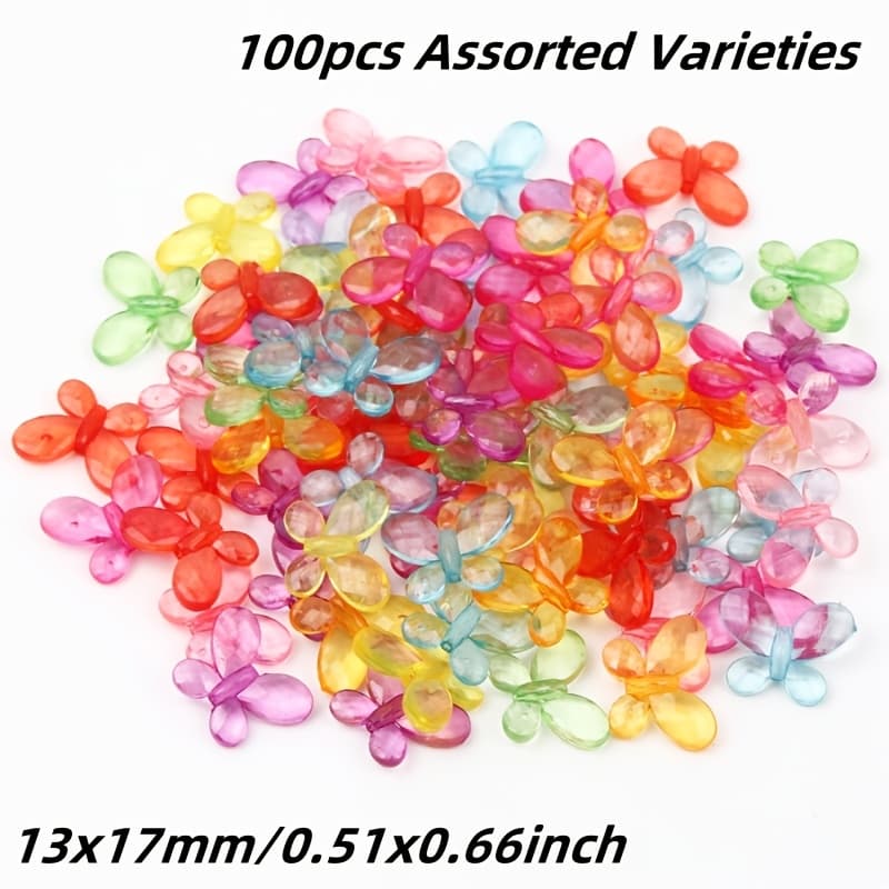 TEMU 13x17mm 100pcs Random Mixed Colors Transparent Acrylic Beads For Jewelry Making Diy Bracelets Necklaces Phone Charms Accessory Materials Sewing Crafts
