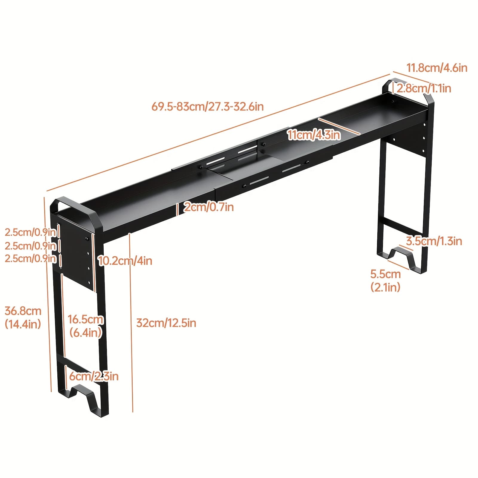 TEMU 1pc Stove Shelf For Back Of Stove, Spice Rack For Stove Top, Over The Sink Shelf, Expandable Length And Adjustable Height, Kitchen Storage Organization