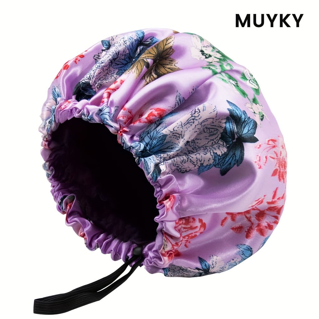 TEMU Muyky Large Bonnet Luxury Satin Bonnet For Sleeping, Double Layer Hair Bonnet For Curly Braids Hair Adjustable Bonnets For Women Sleep