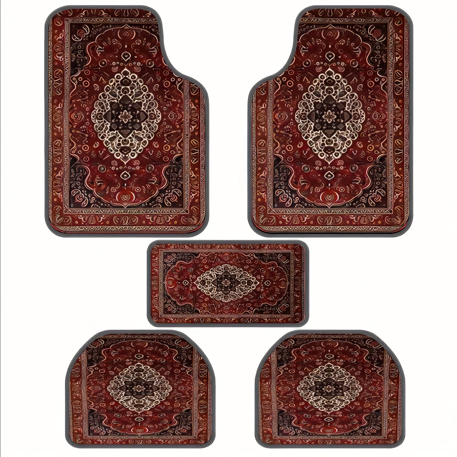 TEMU 5pcs European Moroccan Vintage Pattern Car Foot Mats - Printed Design, Universal For Sedans And Suvs - Ideal Gift, Car Interior Accessory