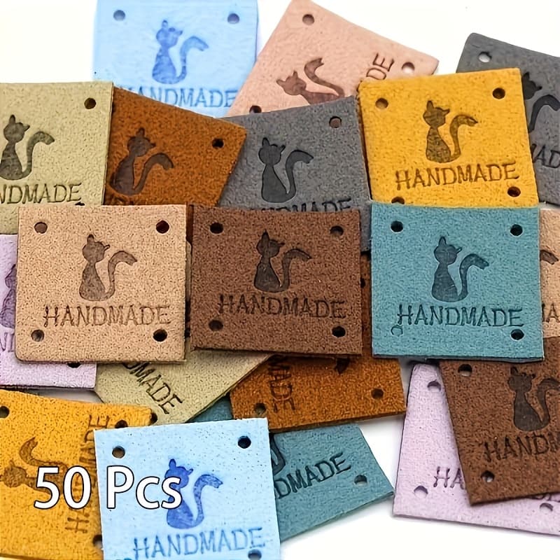 TEMU A Set Of 50 Handmade Cat Tags, Faux Leather Craft Labels, Sewing Additions Suitable For Clothing, Knitting, Bags, Baskets, And Art Supplies