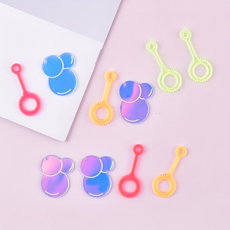 TEMU 10pcs Multicolor Bubble Machine Bubble Acrylic Charms Jewelry Earrings Necklace Additions