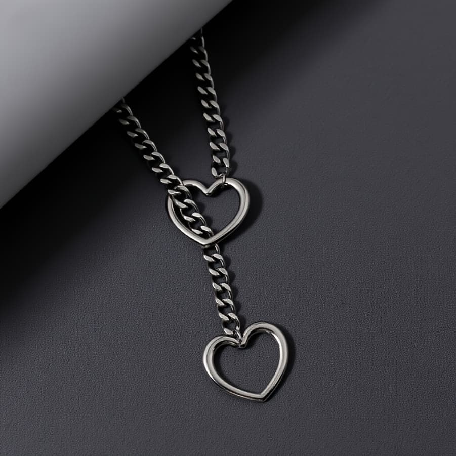 TEMU A Stylish And Minimalist Heart-shaped Sliding Necklace - An Adjustable Handmade Woven Y-shaped Neck Chain, Suitable For Men And Women, Wear, Music Festivals, And Parties