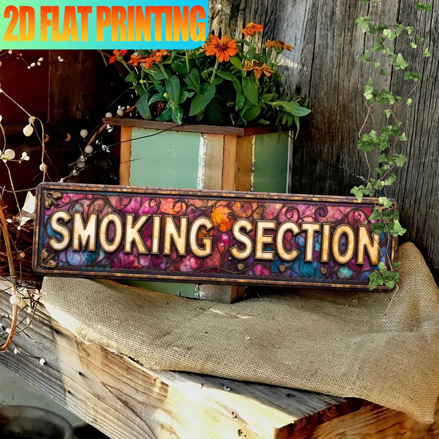 TEMU 2d Flat - Retro 'smoking Area' Metal Wall Plaque - Bright Vintage Decoration For Home, Garden, Garage, Or Café - Sturdy, Weatherproof With Art - Easy To Mount, 3.94 X 15.75 Inches, 2d Flat