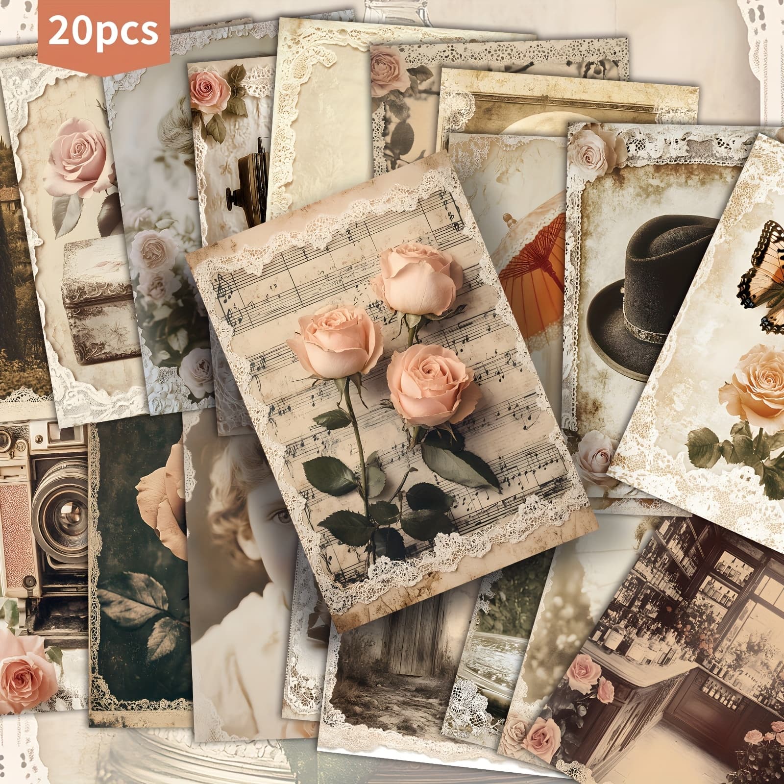 TEMU 20-pack Vintage 1940's Era Postcards - 4x6 Inches Retro Junk Journal Paper, Classic Pinup Illustrations, Collectible Decorative Painting Cards For Scrapbooking & Crafting