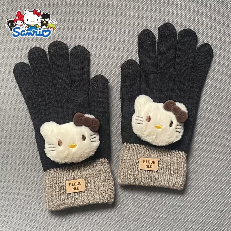 TEMU Cartoon Women's Warm Thick Plush Gloves Touch Screen Women's Fashion Autumn And Winter Warm Cycling Skiing Outdoor Gloves, Free Size