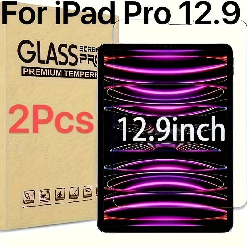 TEMU 2pcs Tempered Glass Screen Protectors For 12.9-inch /2019/2020/2021 - , Ultra-responsive, Case-friendly
