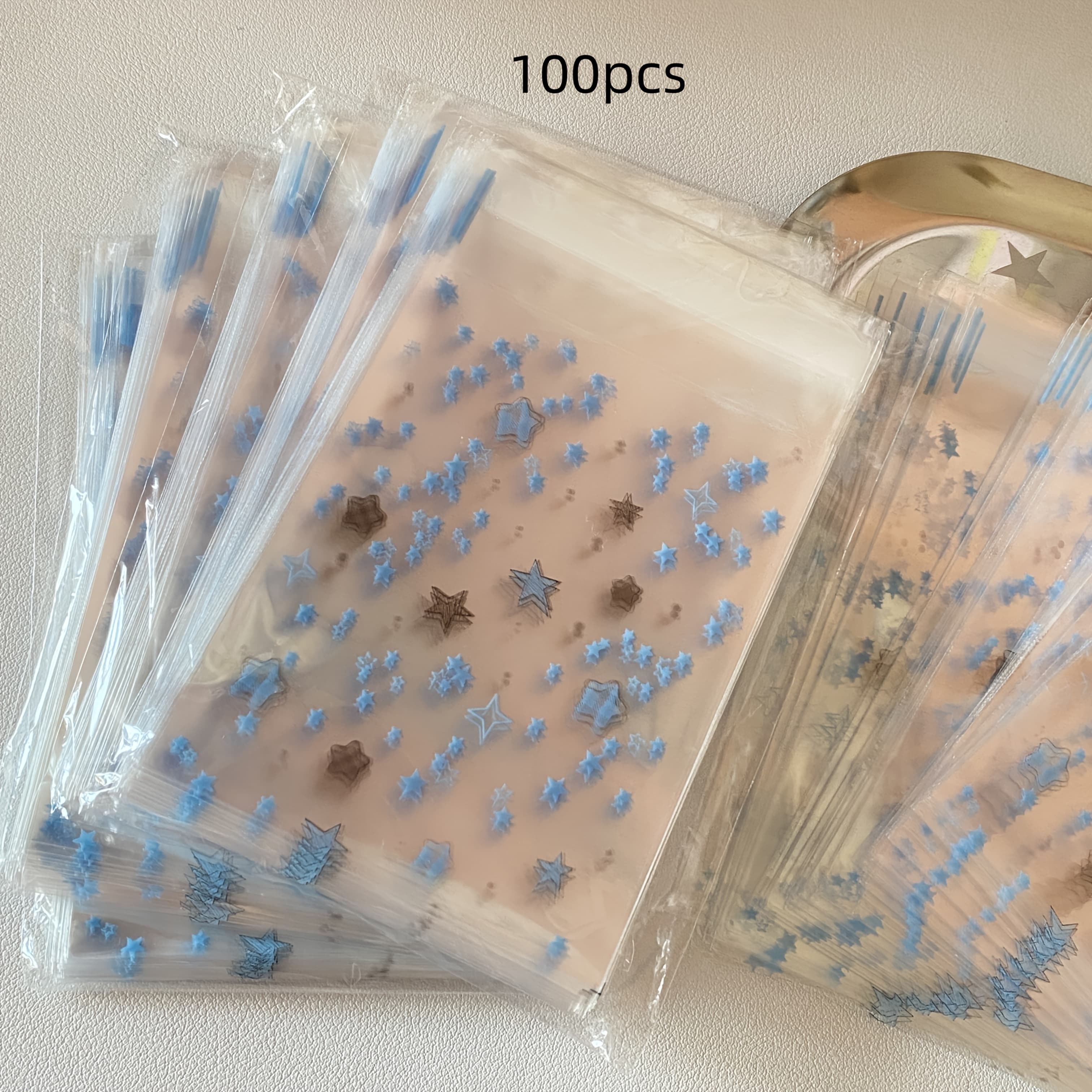 TEMU Pack Of 100 Light -patterned Self-sealing Bags For Photo Cards And Gift Packaging