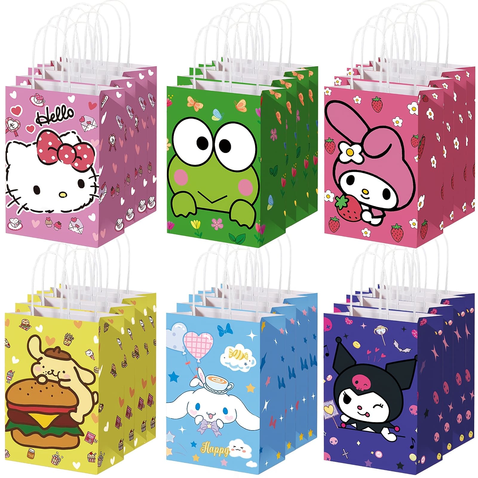 TEMU 24pcs Party Favor Gift Bags Birthday Supplies, Paper Gift Bags With Handles Goodie Treat Birthday Decorations