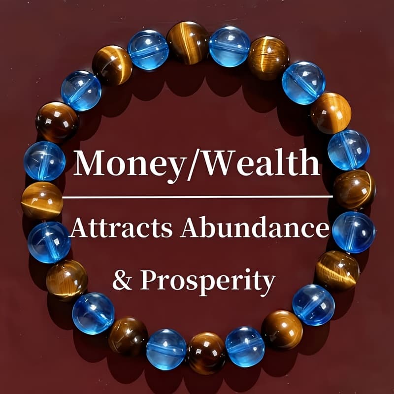 TEMU Natural Eye Wealth Bracelet For & - Bohemian Charm Protection Jewelry Suitable For Daily Wear, Parties, Gift, September Birthstone Accessory With Tiger Eye For Fortune And Warding Off Negative