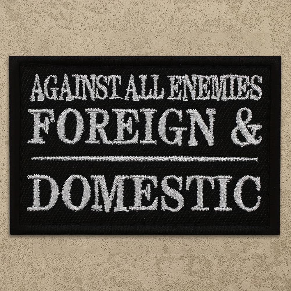 TEMU 1pc "against All & Domestic" Tactical Embroidered Patch Emblem - Hook And Loop Badge Applique For Molle Vest & Helmet, Body Armor & Range Gear