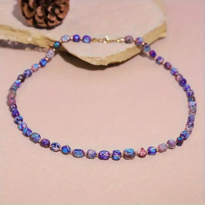 TEMU Bohemian Minimalist ' Beaded Necklace,suitable For Men And Women, Purple Accessories,gift For Family|friends|valentine's Day||birthday|thanksgiving Day| Fall Gifts