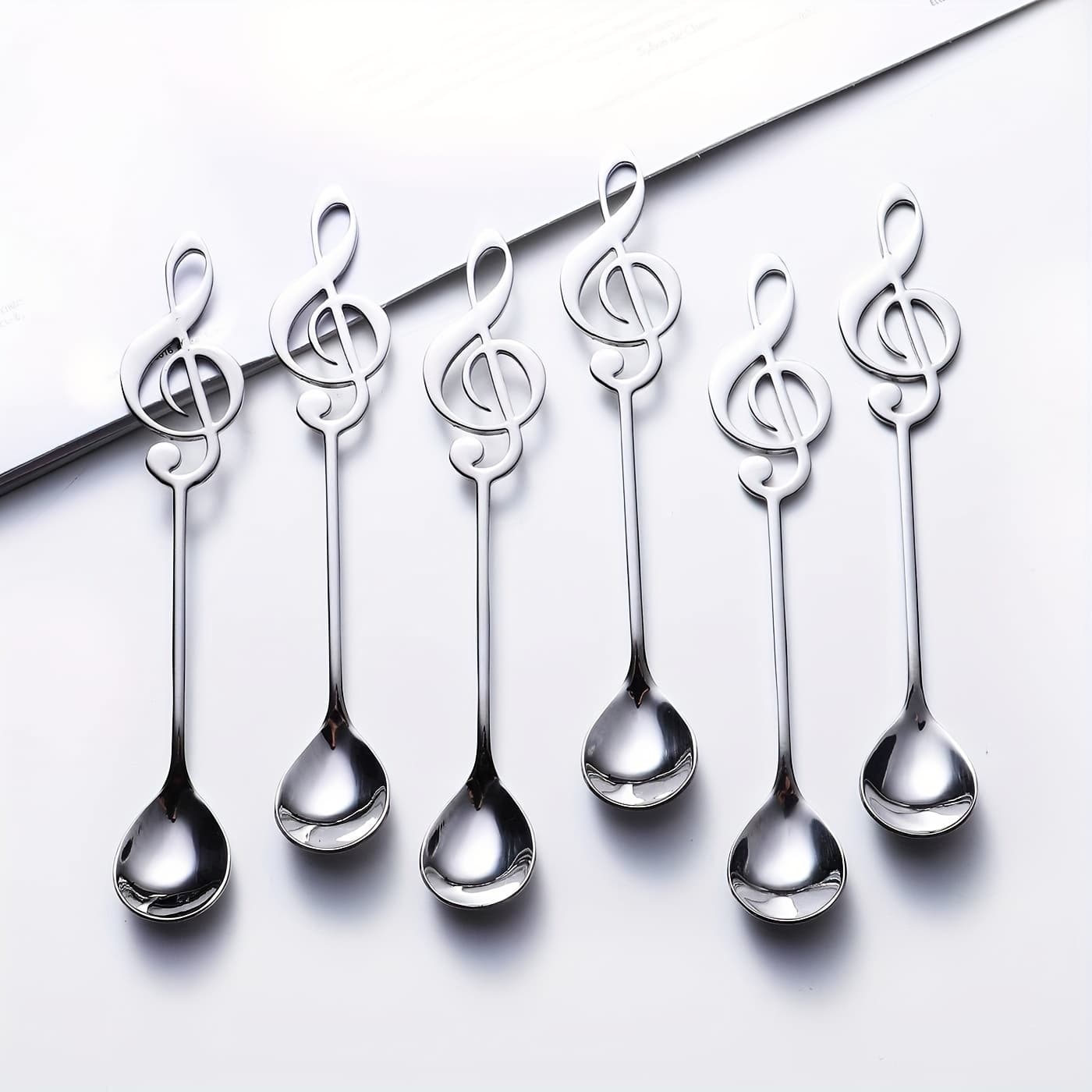 TEMU 6pcs Musical Note Stirring Spoon, Creative Cute Teaspoons, Stainless Steel Dessert Spoon Musical Note Stirring Spoons(silver)