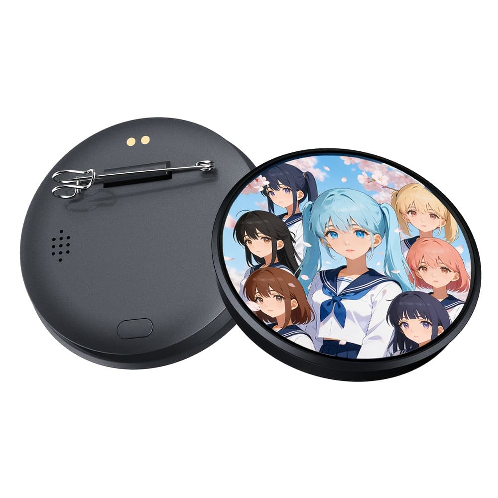 TEMU Electronic Badge With Display, Stereo, Transmission Of Pictures And Videos, Usb Magnetic Charging, Anime Brooch & Digital Badge Compatible, Anime Fans To Wear On Occasions, Cosplay And Concert