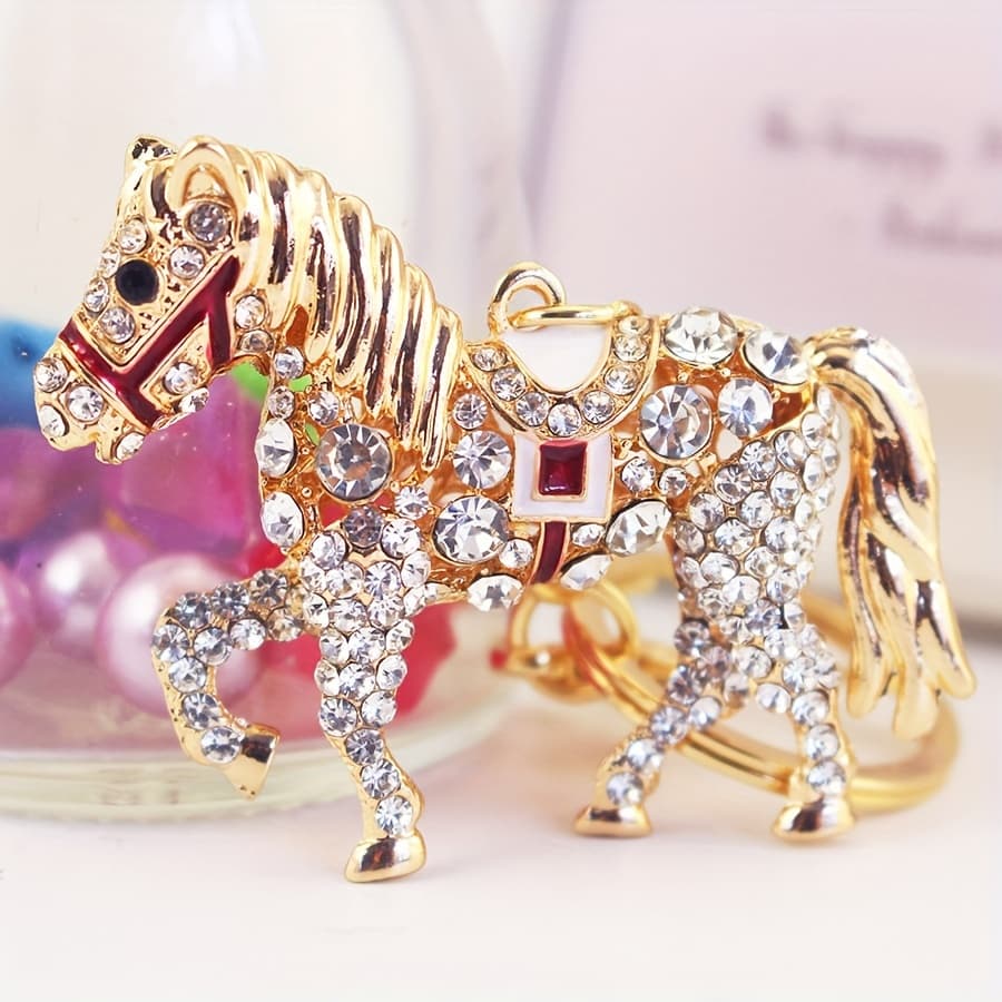 TEMU Cute Zodiac Sign Keychain With Small Diamonds, Featuring A , Perfect As A Gift For A Boyfriend Or As An Accessory For Women's Bags