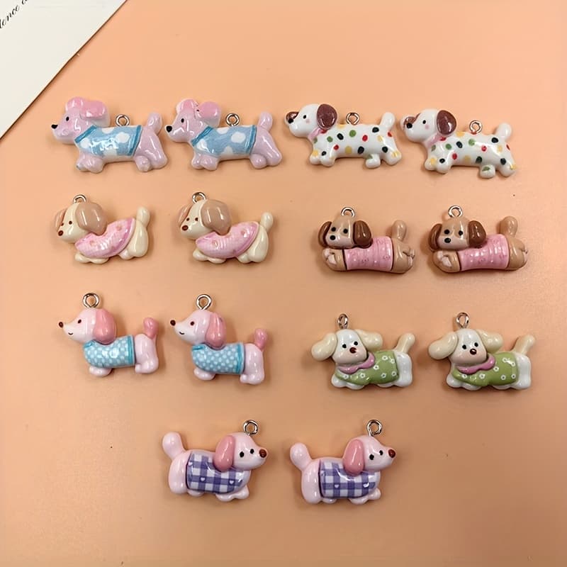 TEMU 14pcs Pattern Random Send Dog Charms For Jewelry Making Findings Kawaii Small Animals Charm Pendants Diy Earrings