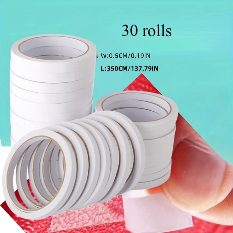 TEMU 30 Rolls Heavy Duty Double Sided Tape - Clear, Tearable, Adhesive For Crafts, Office & School Projects 0. X 137.79in