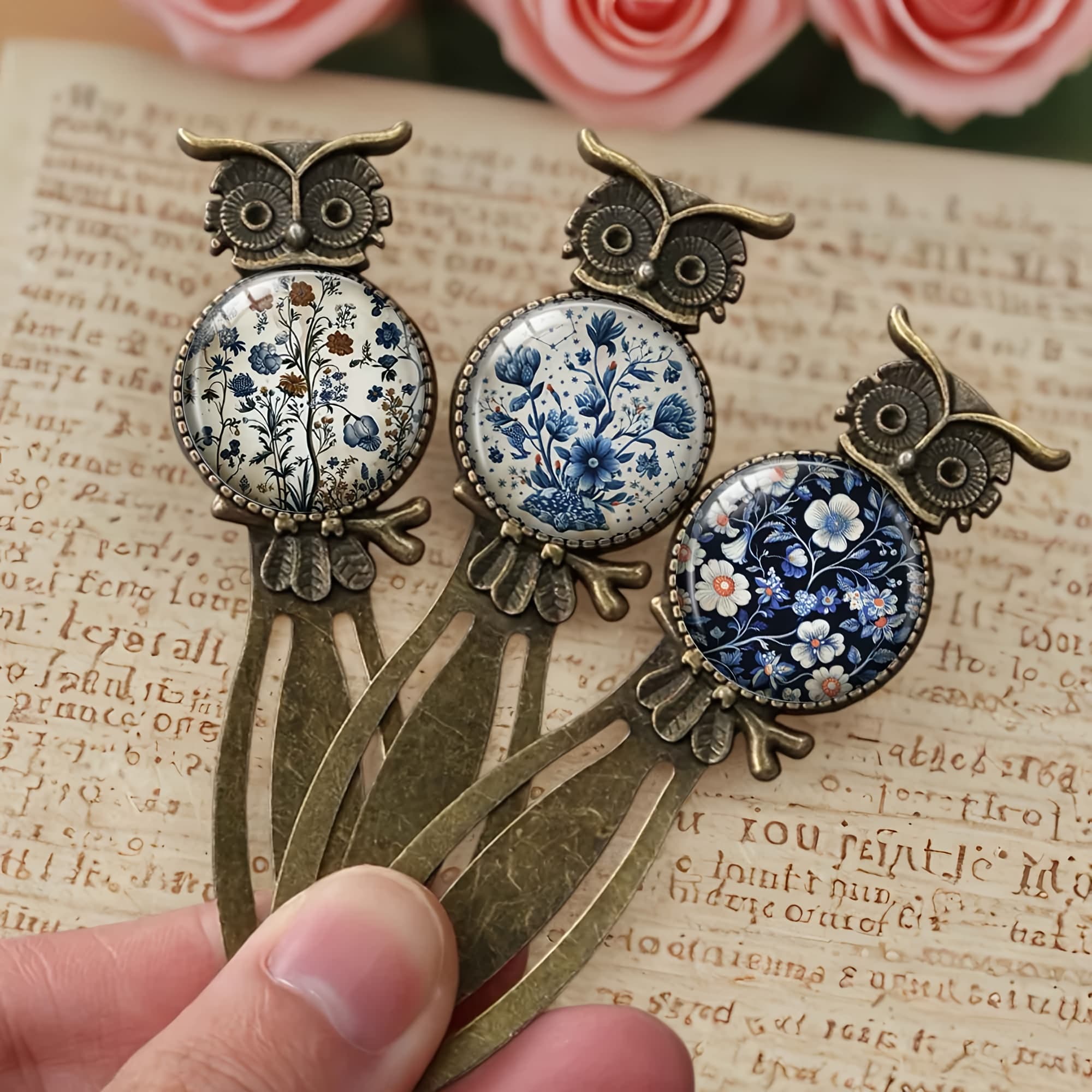 TEMU 3pcs Pc Vintage Floral Metal Bookmarks - Elegant Page Holders Suitable For Reading, Durable Bookmarks For Books & -devices