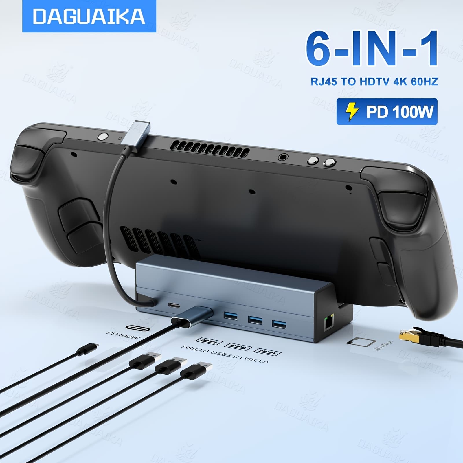 TEMU Aluminum Alloy Docking Station With Usb Type-c Expansion, 6-in-1 , 60hz Hdtv-compatible Display, And Rj45 For Console