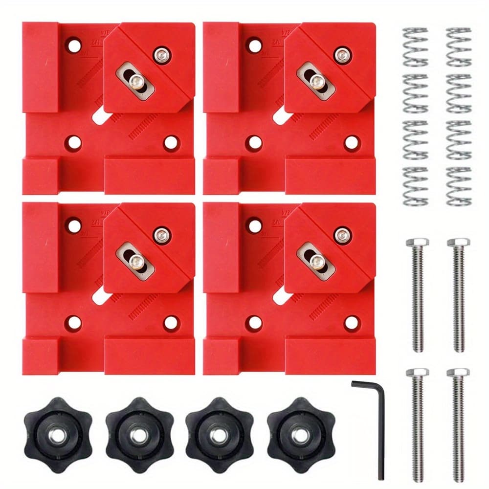 TEMU Set Of 4 Red Right-angle Clips For Woodworking Photo Frames, Adjustable To